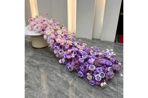 Purple Gradient Waterfall Table Flower Birthday Finished Wedding Decoration On-site Wedding Welcome Decoration Floral