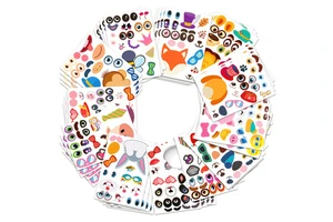36 PCS Make-a-face Sticker Sheets Make Your Own Animal Mix and Match Sticker Fantasy Animals Kids Party Favor Supplies Craft