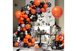 Bulk Party Decorations Supplies Kit Halloween Balloon Arch Kit with Eyes Pattern Dot Balloons for Haunted House Scary Decor