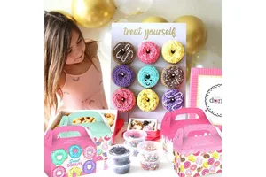12 PCS Donut Party Bags Kids Birthday Donut Party Favor Loot Box Goodie Bags Sweet Doughnut Favor Donut Pa
