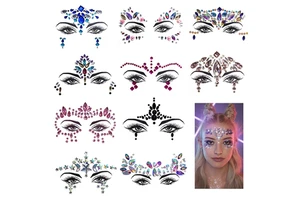 Temporary Tattoo Stickers Rhinestone Glitter Face Stickers Jewels Festival Party Masquerade Makeup Body Diamond