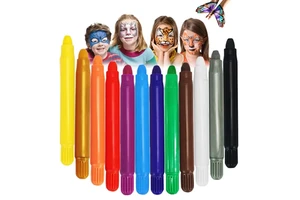 6 Color Washable Water Based Body Paint Kit for Cosplay Makeup, Halloween, Gifts Face Paint Stick Crayons Kit for Kids
