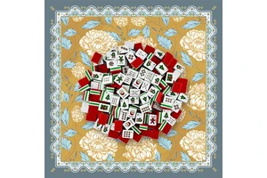 Luxury Yellow Flower Christmas Mahjong Set Acrylic 160 Tiles Padded Case Holiday Party Santa Claus Tree Gift Entertainment