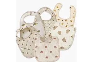 Whosale 6 Layers MuslinSoft And Absorb Feeding Apron Cute Cartoon Pattern Easily Clean Mess Sleeveless Baby Bib