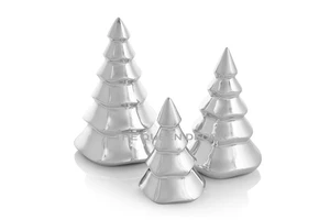 Premium Sets 3 Metal Modern Tree Ornament With Santa LED Lighting Reactive Glaze Christmas Winter Nordic Home Decor Accessories