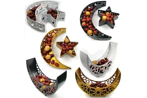 Nice 2021 Islamic Muslim Eid Mubarak Ramadan Festival Iron Moon Stars Dessert Tray Gift Set 30x21x8cm Holiday Supplies