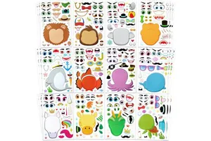 Make-a-face Sticker Sheets Animal Mix and Match Sticker Sheets with Safaris Sea and Fantasy Animals Kids Party Favor Supplies