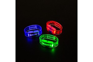 MADESHINE Custom Logo Happy New Year Bracelet Party Favor Supplies Glow Led Lighting Flashing Wristband for Halloween