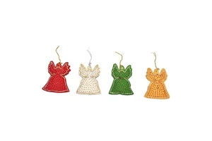 Zari Work and Snow Flake Design Angel Shaped Christmas Tree Ornament in Red Color Christmas Tree Ornament