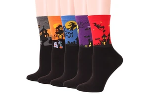Japanese Fashion Harajuku Retro Pumpkin Couple Men Women Dress Cotton Crew Halloween Socks