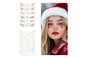 Wholesale 6pcs Pack Girls Temporary Tattoo Sticker Sparkle Fake Makeup Patches Glitter Christmas Freckles Face Tattoos