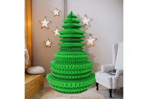 Large Size 180cm Paper Honeycomb Tree Christmas Festival Tree Hanging Ornaments with Magnets Xmas Home Decorations