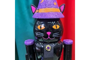 Factory Price Wholesale Hot Selling Child Halloween Wooden Black Cat Witch Eco-Friendly Handmade Shunbei Brand Decoration