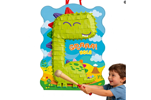 Eco-Friendly Disposable Dinosaur Pinata with Reinforced Hanging Loop for Preschool Kindergarten Birthday Party Games