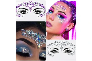 Face Crystal Stickers 3D Jewels Gem Eye Luminous Glitter Tattoo Sticker Music Rave Party Wedding Makeup Tool