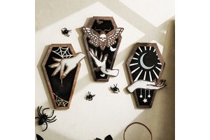 Cross-Border Gothic Style Halloween Theme Party Wall Hanging Creative Black Wooden Reusable Customized Logo Irregular Shape High