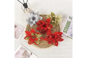 Hot Selling Christmas Tree Ornaments Christmas Wreaths Poinsettia Christmas Flowers