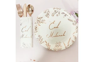 EID Mubarak Ramadan Decoration Party Supplies Paper Plate Cup for EID Party Home Decor Islam Muslim Party Balloon Banner