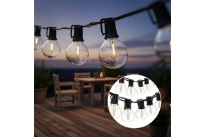 25ft 50ft G40 Shatterproof Copper Led Glass Shell IP65 Waterproof Motion Sensor Solar Powered String Light for Outdoor Christmas