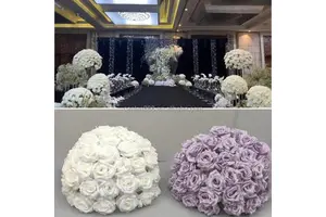 Wedding Flower Arrangements, Silk Wedding Table Decorations, Red and White Rose Centerpieces