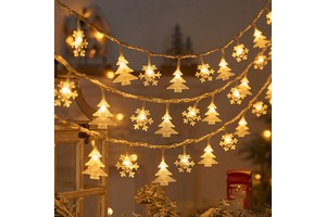 Christmas Lights Snowflake String Lights Fairy Lights Waterproof Star Ball LED Lamp for Home Christmas Tree Garden Decor
