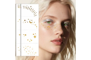 Waterproof Paper Star Glitter Face Tattoo Gold Foil Stamping Carnival Shining Decorative Freckle Temporary Tattoo Stickers