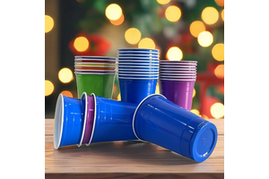 American Custom Logo 16 oz PP Disposable Plastic Party Cups Double Color Red Plastic Party Cups for Party Supply Drinking Game