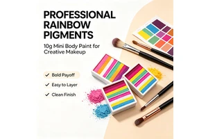 Professional Customized Non-Toxic Water Based Neon UV Colors Rainbow Split Cake Face Paint Palettes Body Painting Supplies