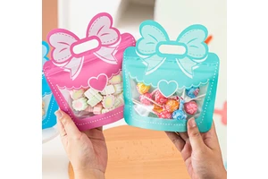 New Cute Cartoon Bow Candy Gifts Hand Bag with Window Party Favor Gifts Candy Snacks Package Bag