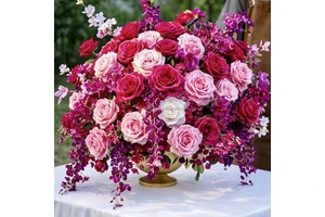 Flower Ball Decor Customized 30cm-80cm Large Arrangement Artificial Silk Rose Flowers Ball Wedding Table Centerpieces Decoration