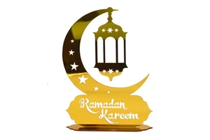 Muslim Ramadan Festival Decoration Acrylic Star Moon Gold Mirror Table Ornament EID Mubarak Tabletop Eid Baking Supplies