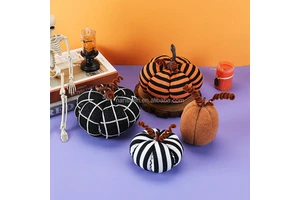 New Halloween Season Pumpkin Decorations Stripe Stuffed Pumpkin Toy for Sofa Decorative Pillow