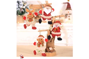 Handmade Plush Christmas Hanging Ornament Santa Claus Snowman Reindeer Bear Fabric Doll Tree Decoration Holiday Home Decor
