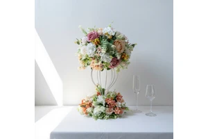 Luxury Silk Flower Wedding Banquet Table Round Ready-made Arrangement Handmade Durable Customizable Hotel Activity Decoration