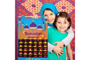 30Days Ramadan Advent Calendar Eid Mubarak Hanging Felt Advent Calendar for Kids Gifts Ramadan Party Supplies