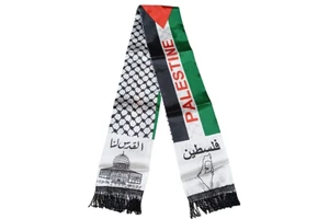 Custom 14*135cm Scarf Palestine Events Decoration Satin Polyester Palestine Flag Scarf