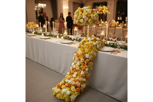 Custom Wedding Floral Decor Flower Runner Row Centerpiece Artificial Silk Rose Hydrangea 3D Floral Installation for Event Party