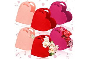 Heart Shaped Felt Wedding Gift Bag Candy Goodie Bags for Guest Favor Valentine's Day Mother's Day Birthday Christmas Kids Party