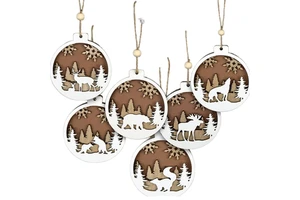 BOGE Factory Christmas Wooden Reindeer Snowflake Hanging Ornaments Christmas decorations