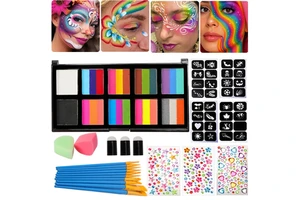 High Quality Rainbow Natural Plant Face Paint Kit Private Label Cosmetic Makeup Face & Body Painting Palette for Kids & Adults