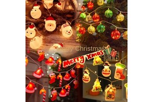 Waterproof Cross-Border LED Christmas Lights Old Man Christmas Tree Lighthouse String Lights Holiday Room Layout Flashing