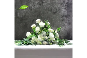 Artificial Rose & Tulip Table Decoration Silk Flower Arrangement White Wedding Decorative Flowers & Wreaths 60cm GNW