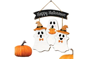 DAMAI Nicro Factory Price High Quality Horror Wooden Door Pendant Ghosts Welcome Sign Halloween Party Supplies Wall Decoration