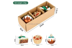 Custom Made Handmade Glass Hand Blown Figurines Christmas Ornaments Personalized Hand Painted Fruit Food Ornament Xmas Tree
