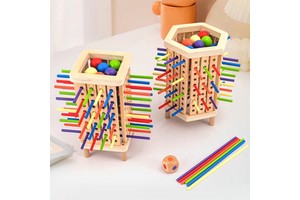 Montessori Wooden Board Game Educational Family Toy For Kids 2+ Years Old Number Matching With Stick For Kids Boys Girls