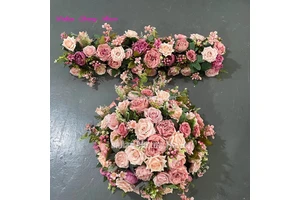 Oem Handmade Wedding Flower Arrangement Artificial Rose Wedding Table Centerpiece Flower Ball Flower Row