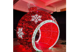 New Ornament Giant Arch Ball Lights for Shopping Malls Outdoor Waterproof Christmas 3D LED Wire Frame Handmade BIg Motif Lights
