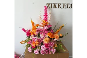 Event Decoration Supplies 80 cm Flower Ball Aisle Flowers Bouquet pink and Orange Flowers Arrangement Wedding Table Centerpiece