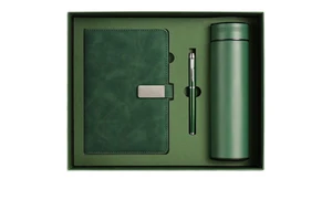 Luxury Gift Box Packaging A4a5 Tumbler Notebook Leather Cover With Gift Box Corporate Logo Custom White Notebook Set