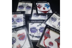 Halloween Diamond Face & Forehead Stickers for Masquerade Clown Makeup Dark-Themed Decorative Sticker